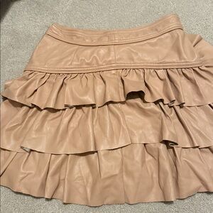 Tularosa Layered Faux Leather Mini Ruffled Skirt